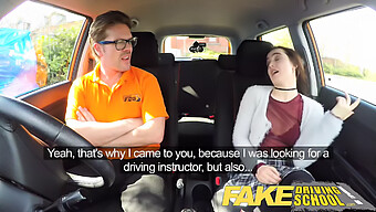 Funny British Teen Gets Her Pussy Stretched In A Fake Driving School