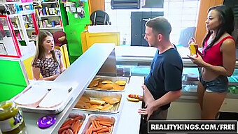 Teen (18+) Gets Fucked By An Older Woman In Hot Dog Stand