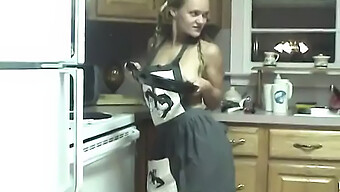 Brunette Slut Inserts Objects Into Her Pussy On Countertop