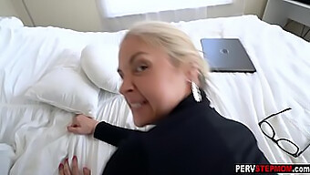 Mature Blonde Milf Gives Her Stepson A Hard Cock To Suck