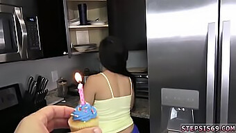 Teen With A Small Tits Gives A Blowjob For Her Boyfriend'S Birthday